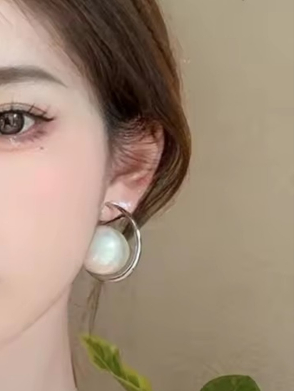 Gold Hoop Earrings with Pearl Accent